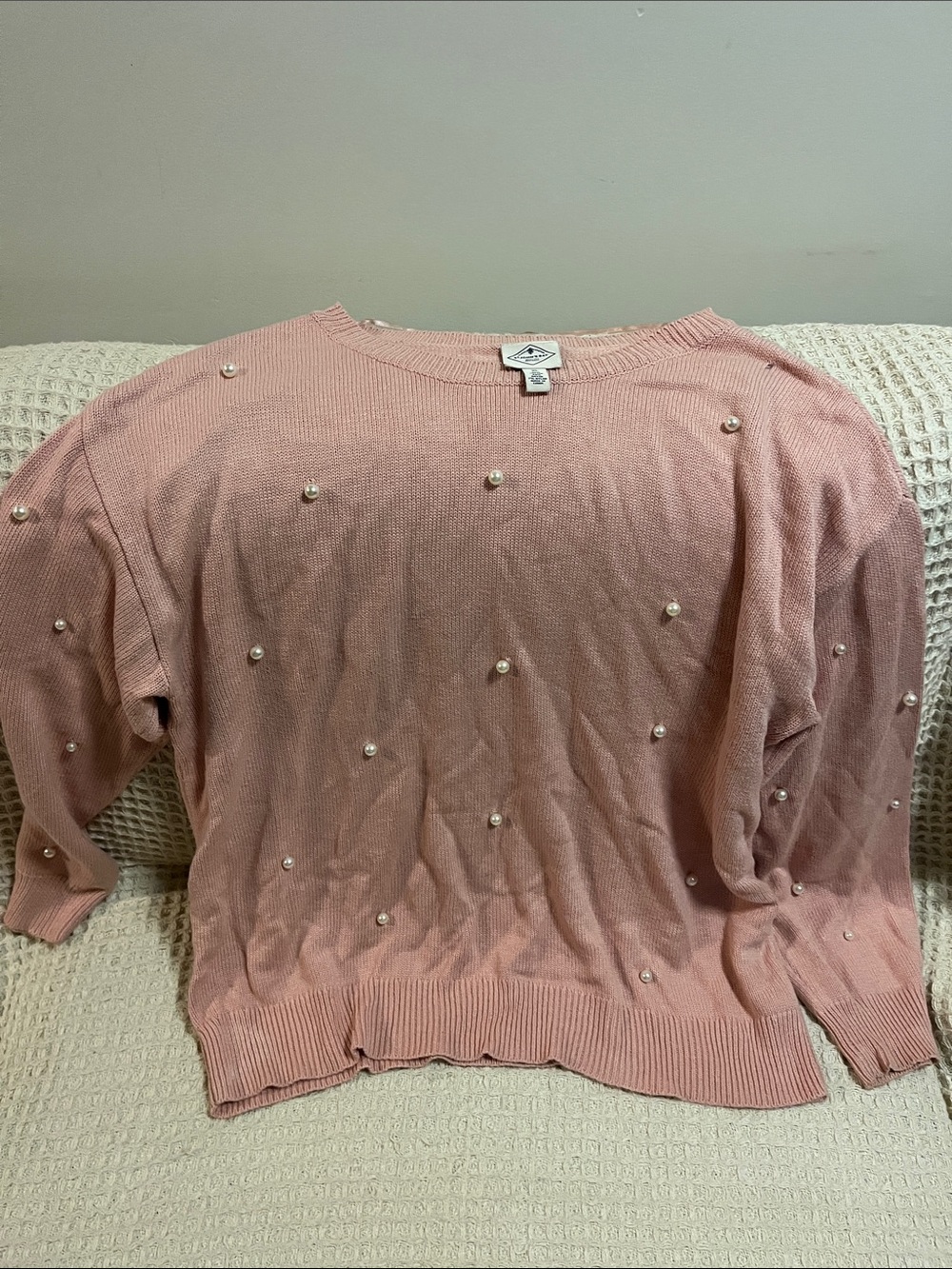 St. John's Bay Pink Pearl-Embellished Crewneck Sweater